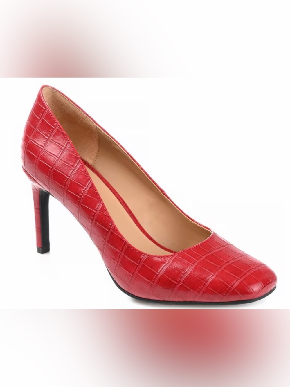 Women's Red Croc-Embossed Pointed Pump Tru Comfort Elegant Formal SZ 7.5 Career